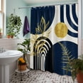 thumbnail image 3 of Zrodlmo Boho Shower Curtain with Hooks, Modern Waterproof Fabric Bathroom Curtain, 72" x 72", Blue Gold, 3 of 8