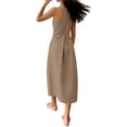 thumbnail image 4 of QUNYINEY Sleeveless Sundresses for Women Plus Size Cotton Linen Midi Casual Solid Tank Dress Beach Crew Neck with Pockets Drop Shoulder Loose Fit Dresses, 4 of 9