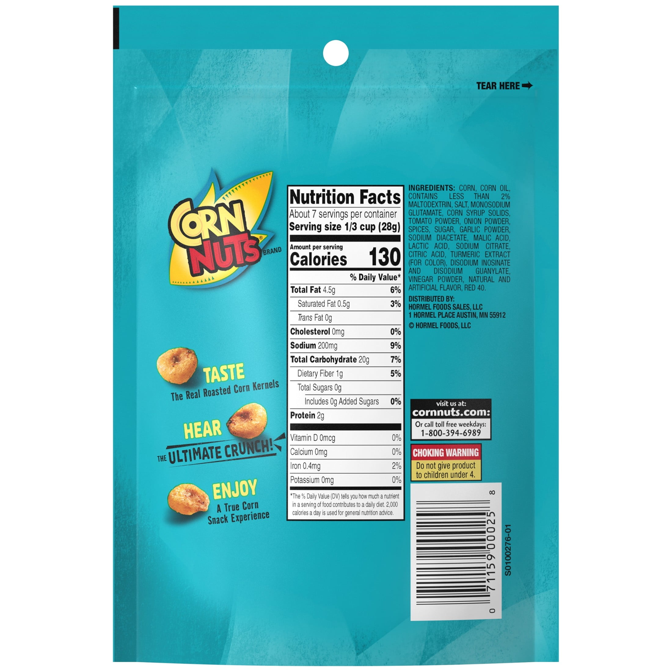 (12 pack) CORN NUTS Ranch Crunchy Corn Kernels Flavored Nuts Snack, Shelf-Stable, 7 oz Resealable Plastic Package