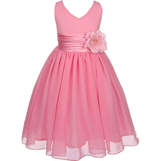 Dreamer P Big Girls' Chiffon V Neck Back to School Party Birthday