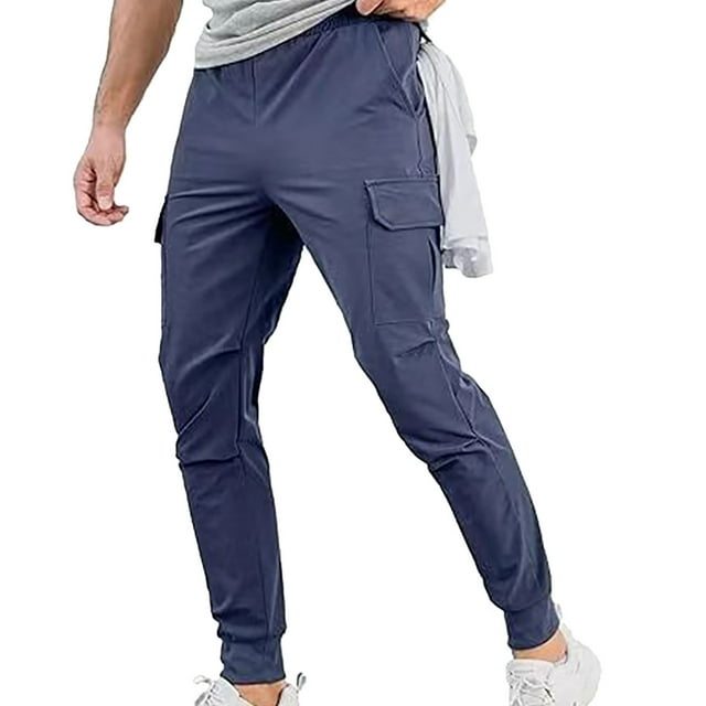 Men's Cargo Pants for Men Spring and Autumn Casual Solid Color Utility Trousers with Large Pocket Design for Daily Wear and Work