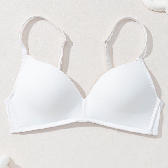 Yotami Womens Seamless T-Shirt Bras Solid Color Push Up Everyday Underwear for Home Support Bra, 36B, White