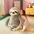 thumbnail image 2 of IKASA Giant Sloth Stuffed Animal Plush Toy,Large Jumbo 30" Gray Huge Cute Soft Toys,Big Size Fluffy Plushy Fat Oversized Plushie,Gifts for Kids Girls Boys Girlfriend Children, 2 of 5
