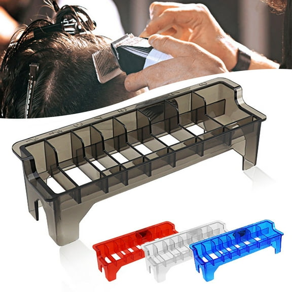 Cherryhome 8 Grids Guide Limit Comb Storage Box Transparent Precise Scale Electric Hair Clipper Storage Rack Holder Organizer Case Salon Hairdressing Tool