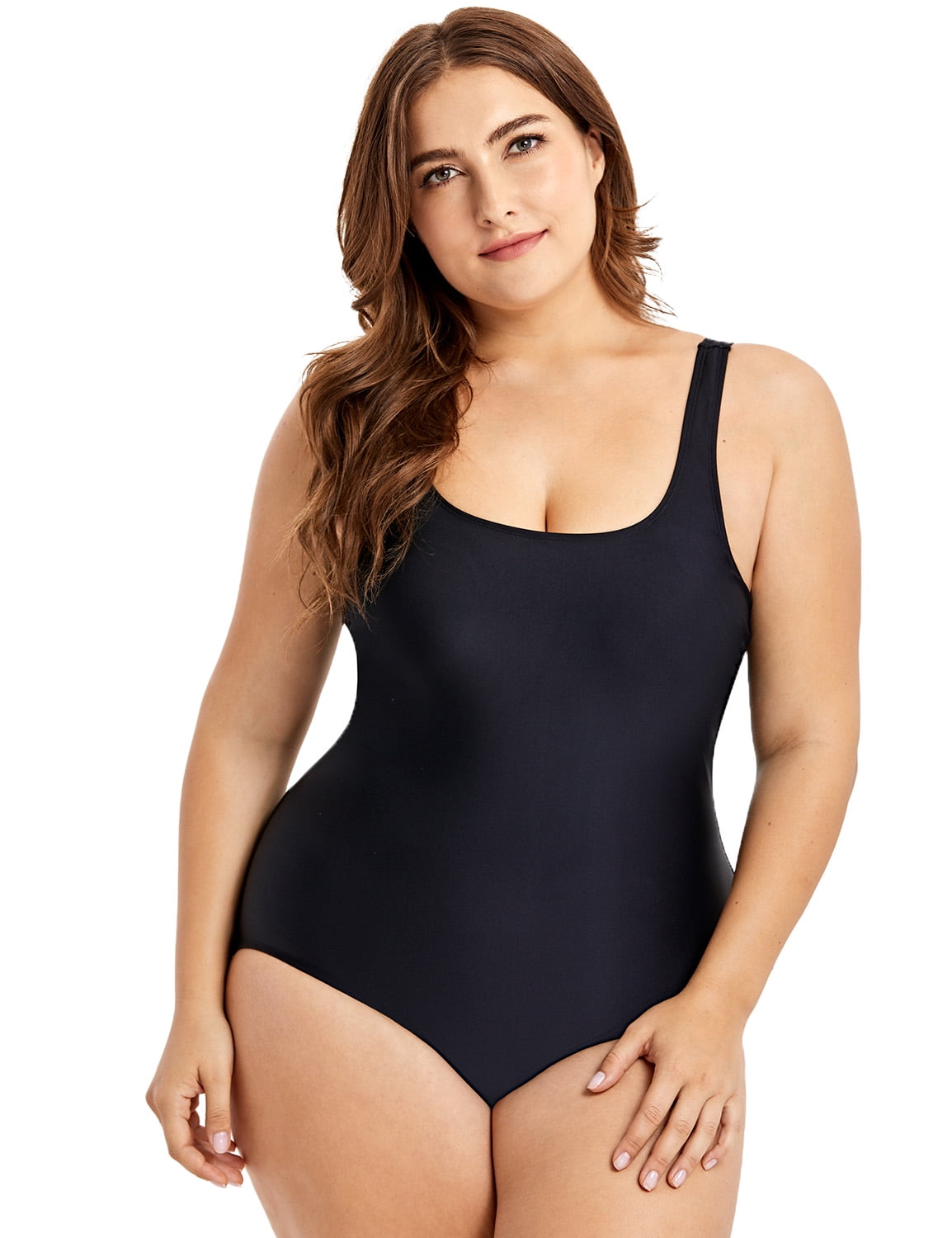 DELIMIRA Women's Plus Size Built in One Piece Skirted Swimsuit Bathing Suit
