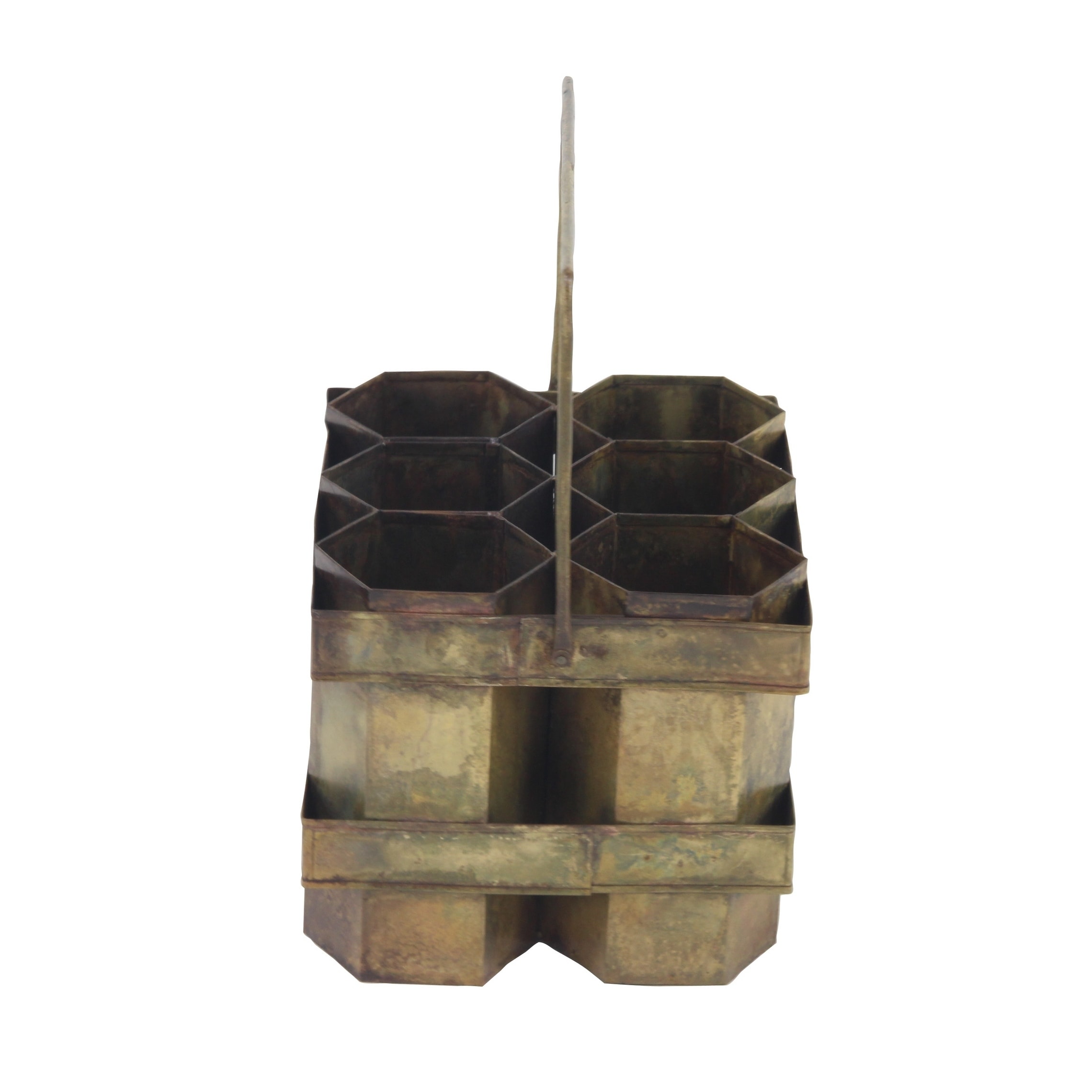 Decmode Rustic 7 X 11 Inch Brass Gold Six-Bottle Wine Holder