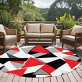 thumbnail image 5 of Red Black Triangle Round Area&nbsp;Rug 8ft Color Block Stitching Non-Slip&nbsp;Washable Circle Rugs Soft Felt Indoor Floor Mat for Bedroom Kitchen Living Room Bathroom, 5 of 9