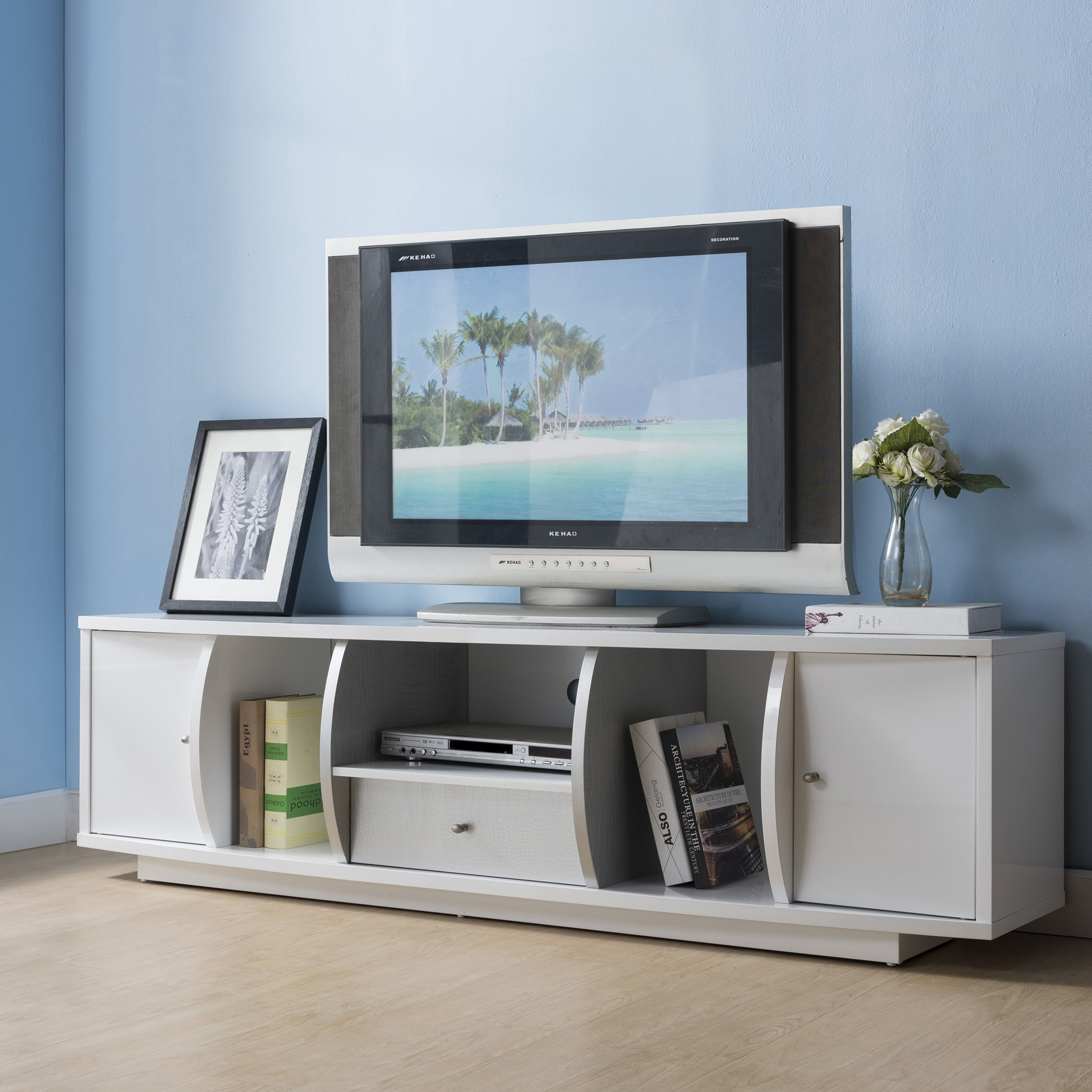 Furniture Of America Celera Silver Faux Crocodile Tv Stand Com