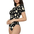 thumbnail image 2 of Daiia Daisy print Women's Crew Neck Short Sleeve Bodysuit Fashion Tops Fit Casual Basic Extender Bodysuit-XX-Large, 2 of 9