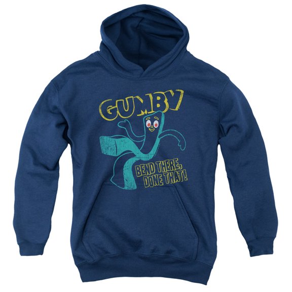 Gumby Bend There Youth Pullover Hoodie Sweatshirt Navy