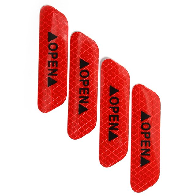 4 Uds. De cintas reflectantes abiertas para coche, marca de advertencia, pegatinas para puerta de coche abierta (rojo)
