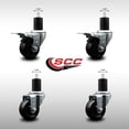 thumbnail image 2 of 3 Inch SS Soft Rubber Swivel 1-3/4 Inch Expanding Stem Caster Set 2 Brakes, 2 of 2