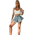 thumbnail image 2 of Qarigey Pantalones cortos de mezclilla Pantalones vaqueros de verano Pantalones sueltos Diseño elegante Regalo dulce Ropa de mujer Ropa de moda al aire Prendas para la parte inferior del cuerpo METRO Qarigey AP019236-02, 2 of 6