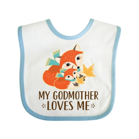 

Inktastic Godmother Loves Me Woodland Fox Gift Baby Boy or Baby Girl Bib