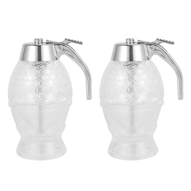 Honey Dispenser, No Drip Syrup Container with Stand, 2 Pack