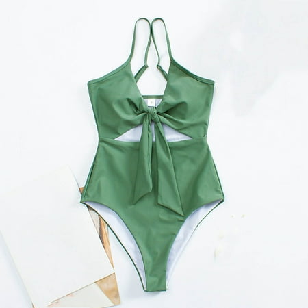Munlar Army Green Swimsuits for Curvy Women Holiday One-Piece Bikinis Adjustable Straps High Cut Bathing Suit L