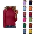thumbnail image 1 of Pulls pour Femmes 2025 Chandail Col Roulé Ajusté Manches Longues Haut Tricoté Blouse Décontractée Automne Hiver, 1 of 6
