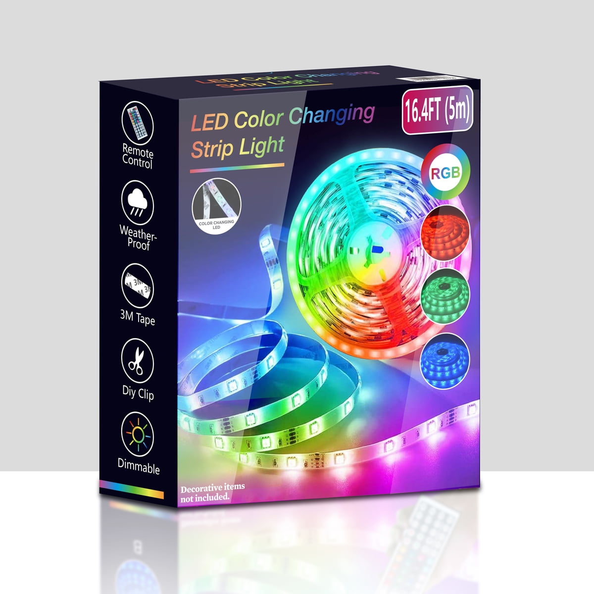 Black No Label 120 Volt RGB LED Strip Light Y Extension