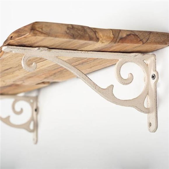 Cream Colored Metal Shelf Bracket - Set of 2