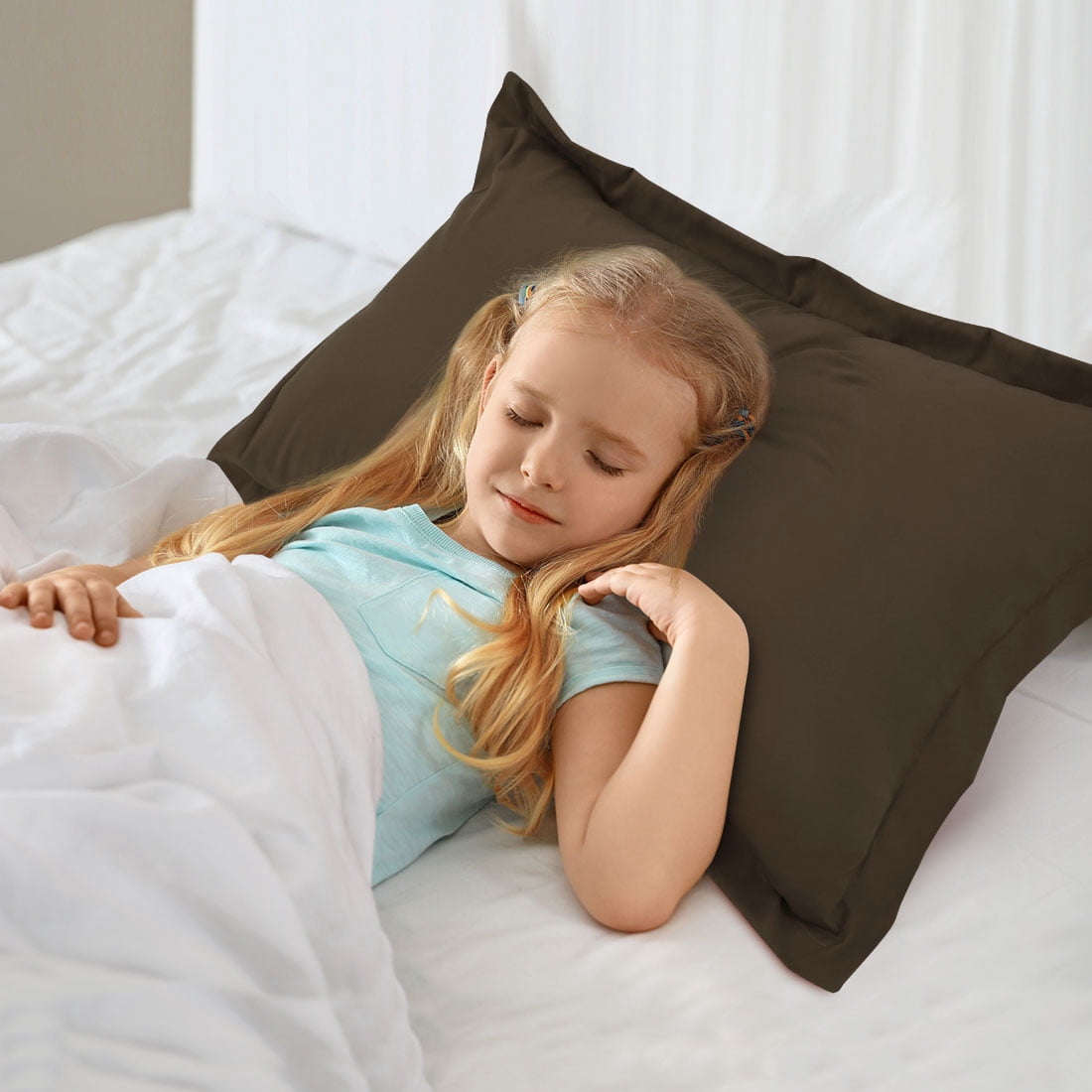 Unique Bargains 2-Pack Envelope Closure Pillow Sham Queen Brown