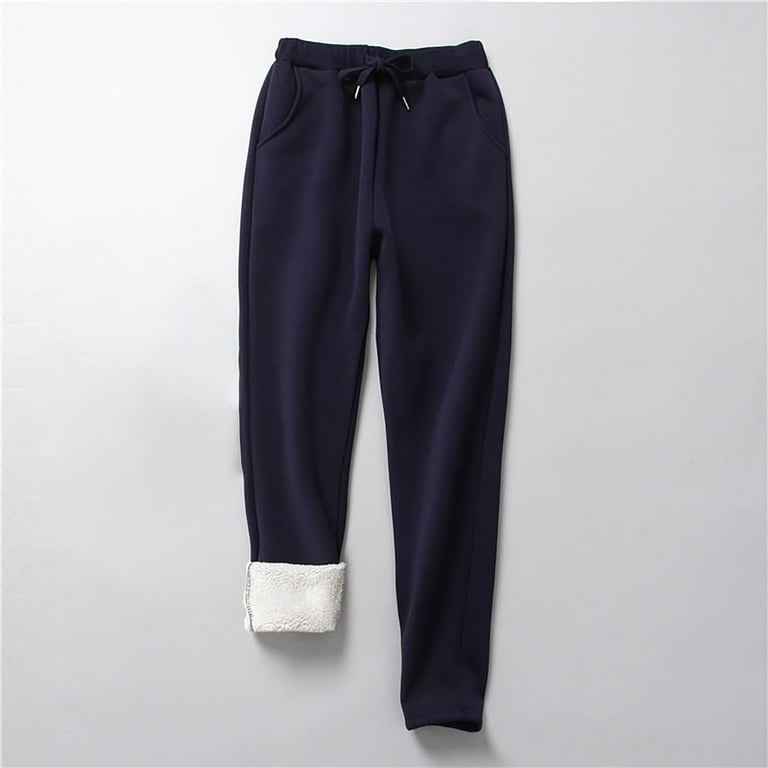 Woman's Casual Full-Length Loose Pants Keep Warm Trousers Winter