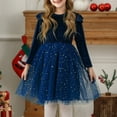 thumbnail image 2 of IVEYRTF Girls Velvet Princess Dress Long Sleeve Ruffle Hem Party Gown A Line Party Dresses for Holiday Birthday Performance Formal Events(Light Blue,7-8 Years), 2 of 3