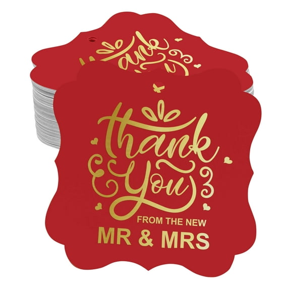 Inkdotpot Real Gold Foil Bracket Shape Paper Hang Tags Thank You From The New Wedding Favor Tags Pack Of 100