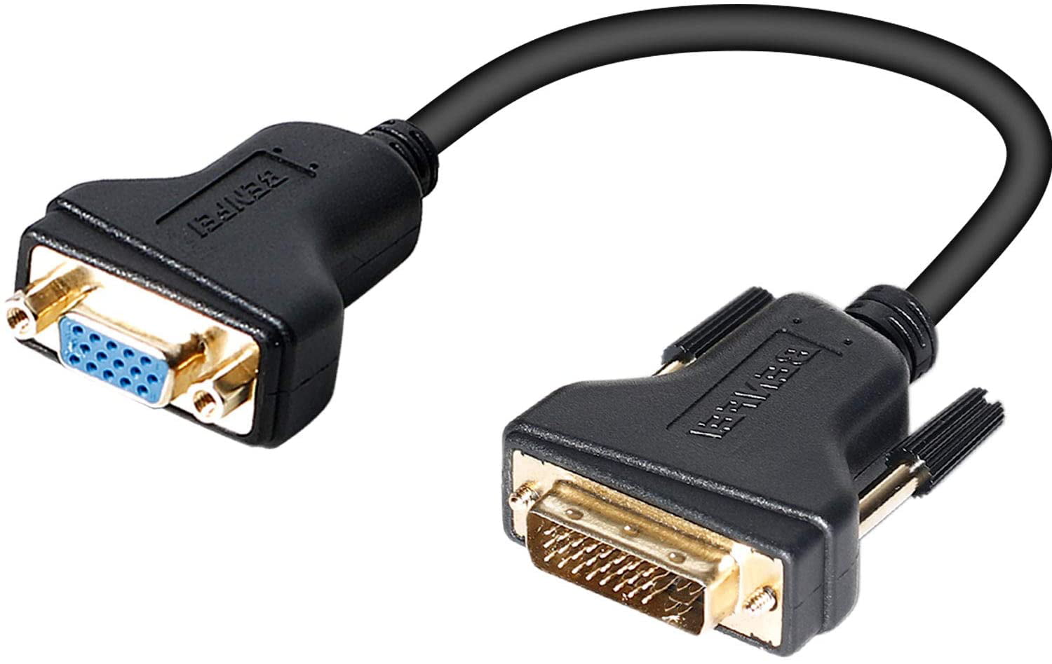 Black TanQY 1 VGA Male to 2 VGA Female VGA Monitor Y Splitter Cable 30cm/1ft