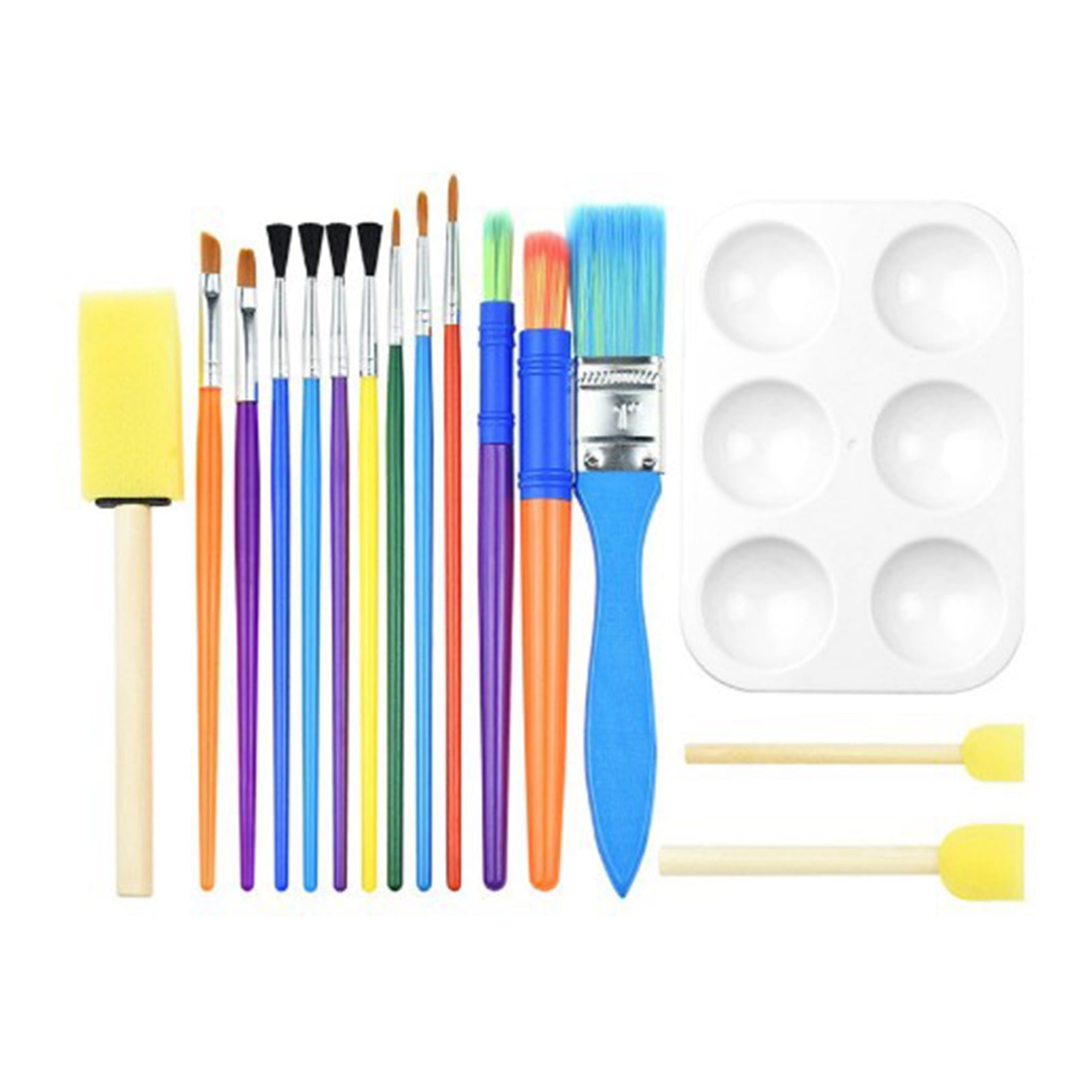 MABOTO 16PCS Children Paintbrushes Washable Paint Brushes Sponge Painting Brush Set for Toddler Kids Early DIY Learning Toys Finger Paints sponges Art Supplies Gifts for Acrylic Crafts Rock Tempera