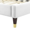 thumbnail image 3 of King Size Platform Bed Classic White Velvet Vertical Channel Tufting, 3 of 7