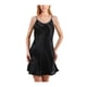 thumbnail image 1 of Vestido de falde tirantes básicos con dobladillo de hode loto de satén de talgrande pamujer Negro XL, 1 of 5