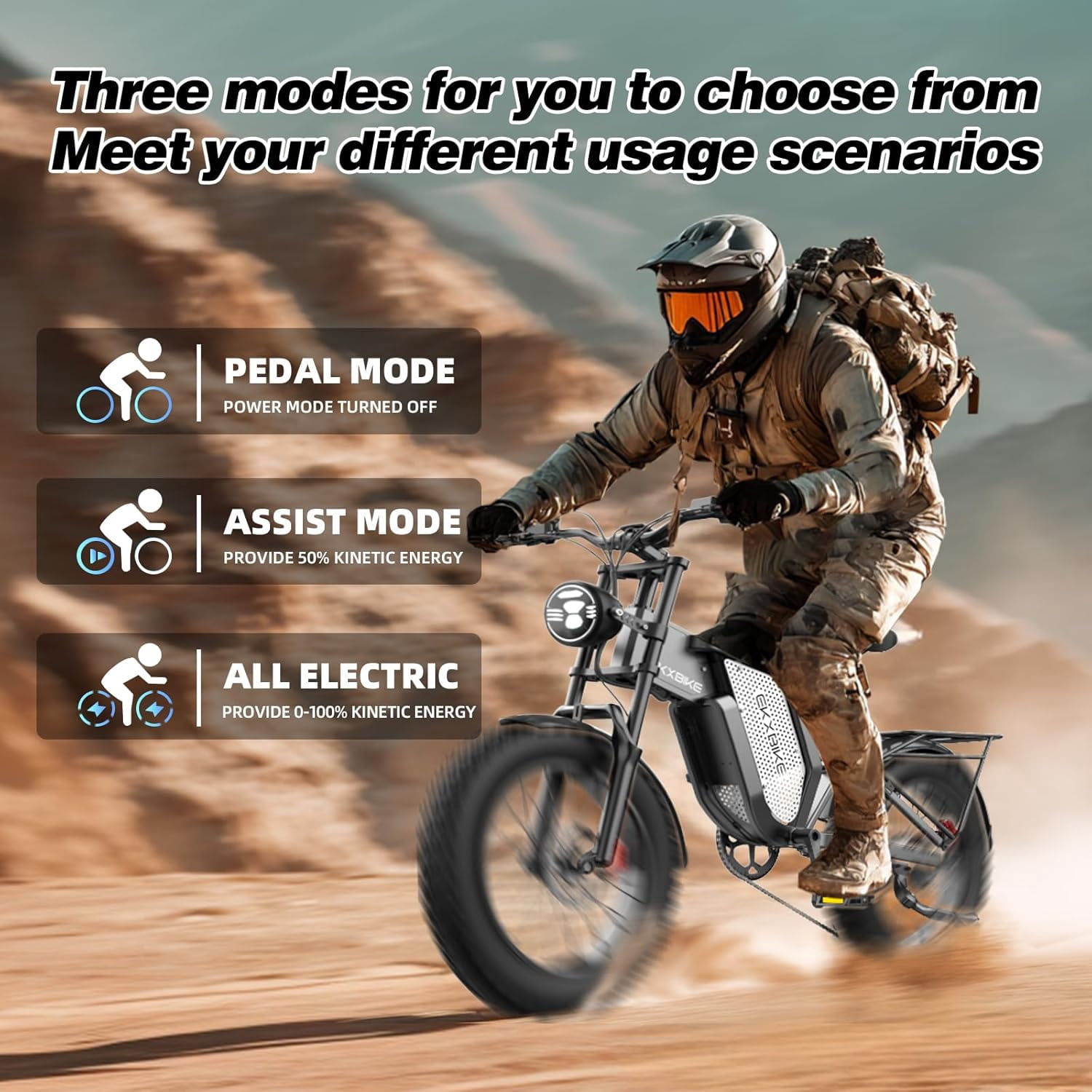 Electric Bike for Adults,2000W 34mph Moutain Bike,48V 35AH 20" Fat Tire Electric Bicycle Full Suspension UL2849