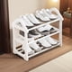 thumbnail image 1 of Organizador de zapatero Estante de almacenamiento de plástico de 3 niveles | Zapatero que ahorra espacio para la entrada del armario del dormitorio | Fácil de instalar, sostiene varios pares, blanco, 1 of 6