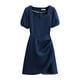 thumbnail image 1 of Vestido sin mangas de manga corta de estilo coreano para mujer, talla grande, de denim, para ir al trabajo, tejido transpirable, color liso, corte holgado, 1 of 8