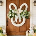 thumbnail image 5 of Flocked Bunny Head Wreath, Easter Wreath with Artificial Greenery, for Front Door Spring Hanging Decorations White, 5 of 7