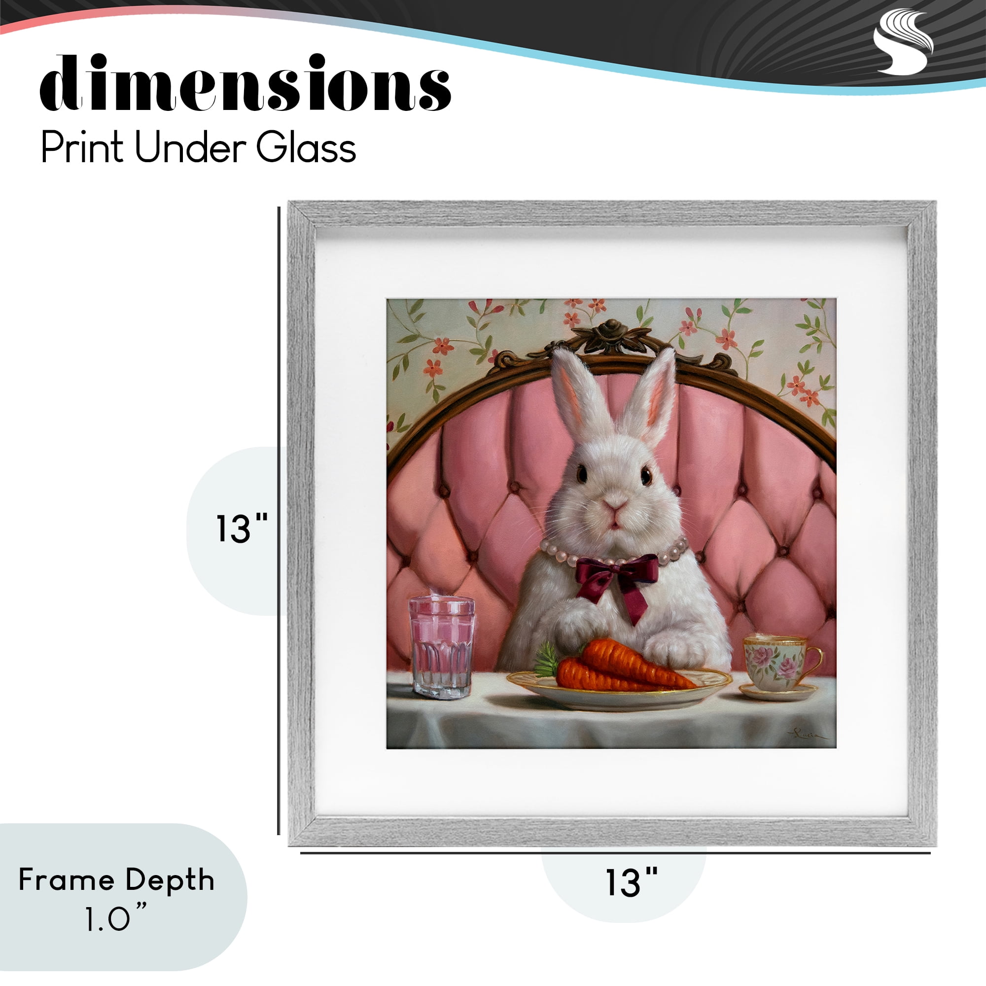Stupell Industries Bun Appetit Rabbit Dining Gray Framed Print Under Glass, design by Lucia Heffernan