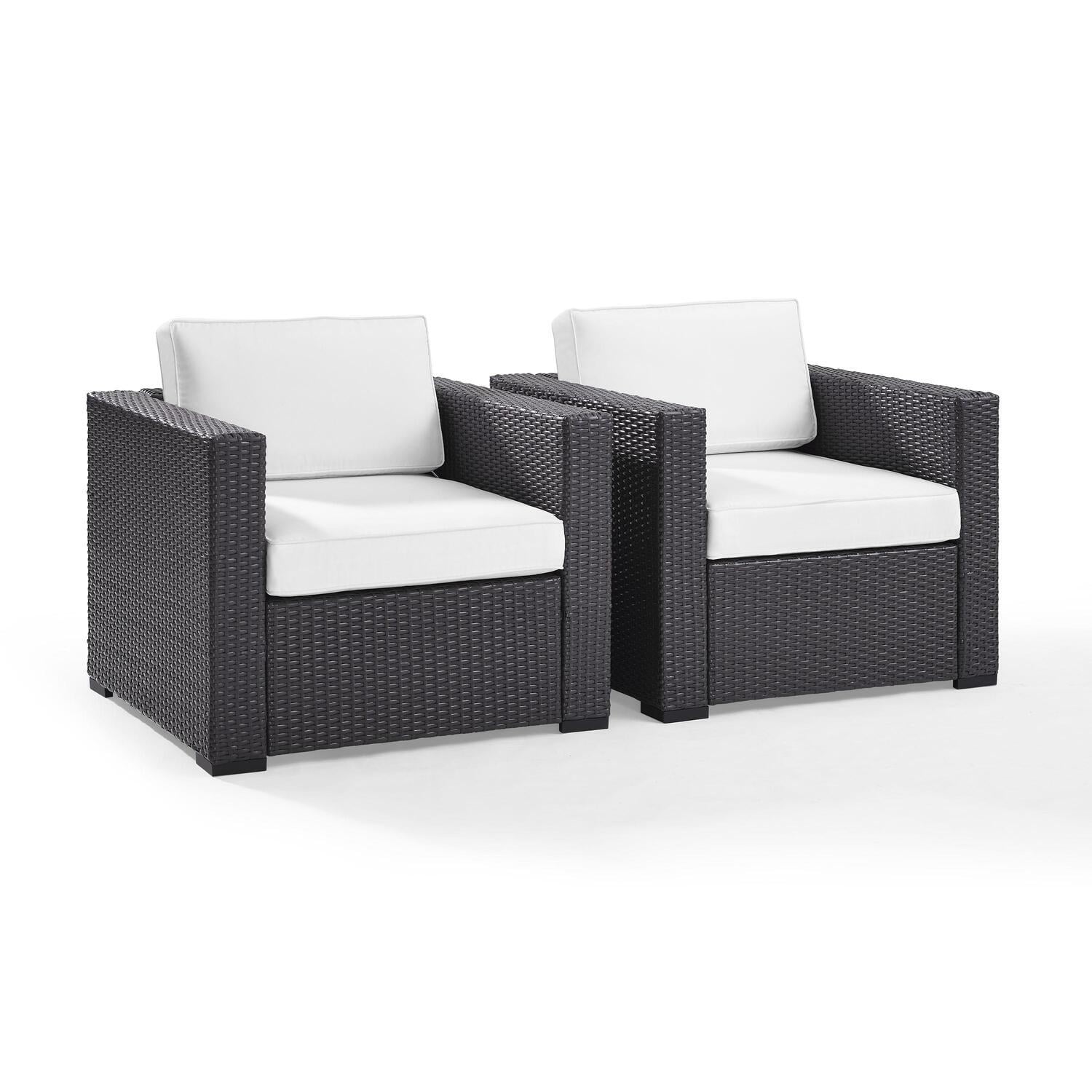 Crosley Furniture Biscayne 2 Person Outdoor Wicker Seating Set In White