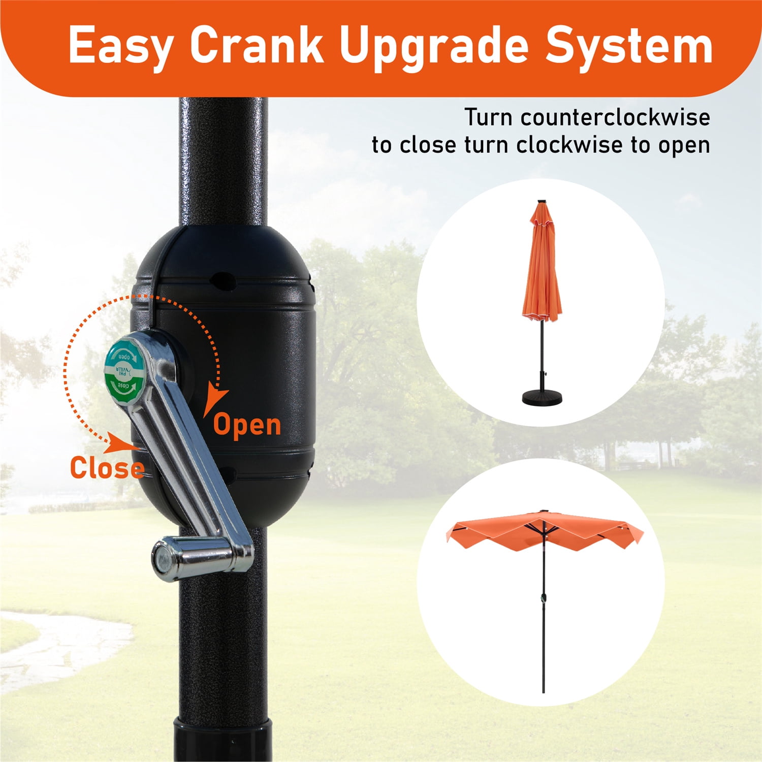 Summit Living 10FT Solar LED Outdoor Market Patio Umbrella With Easy Tilt Adjustment, Orange