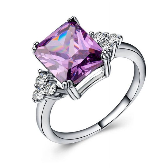 Women's Zircon Plated 925 Silver Geometry Ring