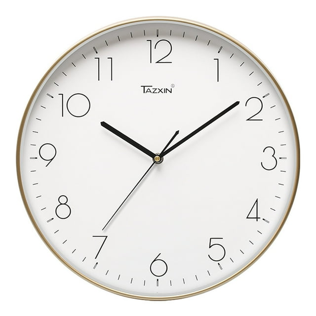 Reloj de pared moderno y silencioso de 12 pulgadas con calendario de cuarzo analógico