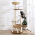 thumbnail image 2 of Marco de escalada para gatos de estilo japonés, postes de sisal resistentes al desgaste, nido para gatos con múltiples cestas, muebles multifuncionales para gatos, juguete para mascotas, 2 of 5