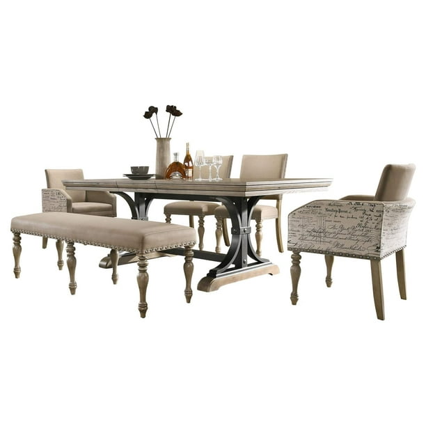 Birmingham Nailhead 8 Piece Table With, Driftwood Dining Table With Bench