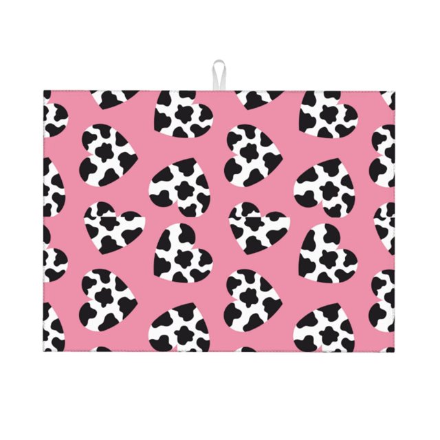 Fotbe heart with cow Alfombrilla de Secado para Cocina con Estampado, 18x24 Pulgadas