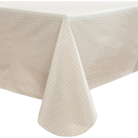 TRAHOO-Heavy Duty Vinyl Tablecloth with Flannel Backing Waterproof Oil-Proof Plastic Table Cloth Stain-Resistant Wipeable Rectangle or Square Table Cover for Indoor and Outdoor (Weaving, 60X102 Inch