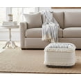 thumbnail image 3 of LR Home Small Fringe Striped Indoor Square Pouf, White/Black, 18" x 18" x 14", 3 of 9