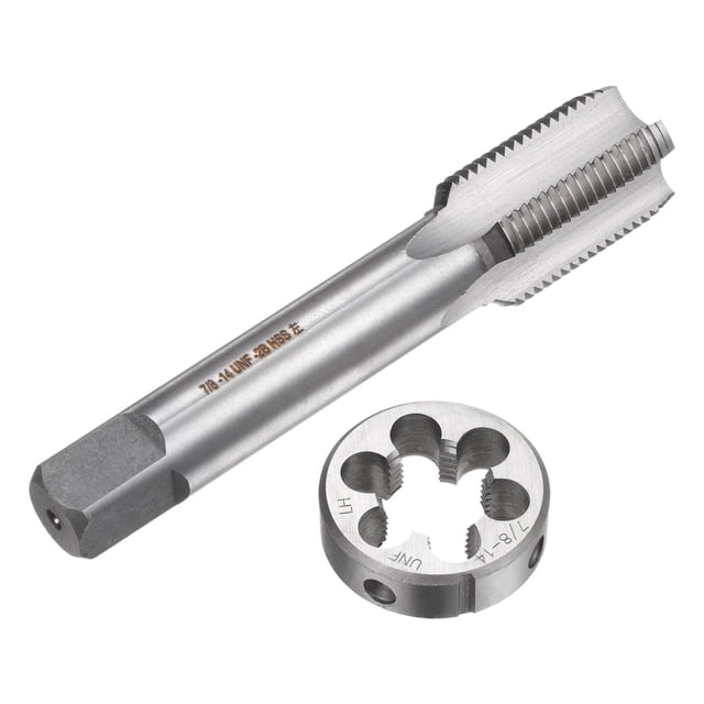 Unique Bargains Ensemble de Robinet et Filetage 7/8-14 UNF Main Gauche Robinet à Vis & Filetage Rond Outils de Réparation 2 Pcs