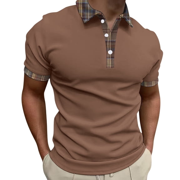 Krdevn Men's Summer Casual Short Sleeved Shirt Solid Color Three Button Men's Shoulder Shirt,4XL