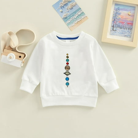 

Gubotare Toddler Sweatshirt Boys Boys Girls Cartoon Long Sleeve Sweatshirt Tops Outfit White 4-5 Years