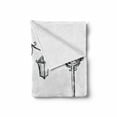 thumbnail image 2 of Lantern Soft Flannel Fleece Throw Blanket, Classic Street Clocks Architectural Urban Devices Luminousness Drawing, Cozy Plush for Indoor and Outdoor Use, 70" x 90", Charcoal Grey White, by Ambesonne, 2 of 6