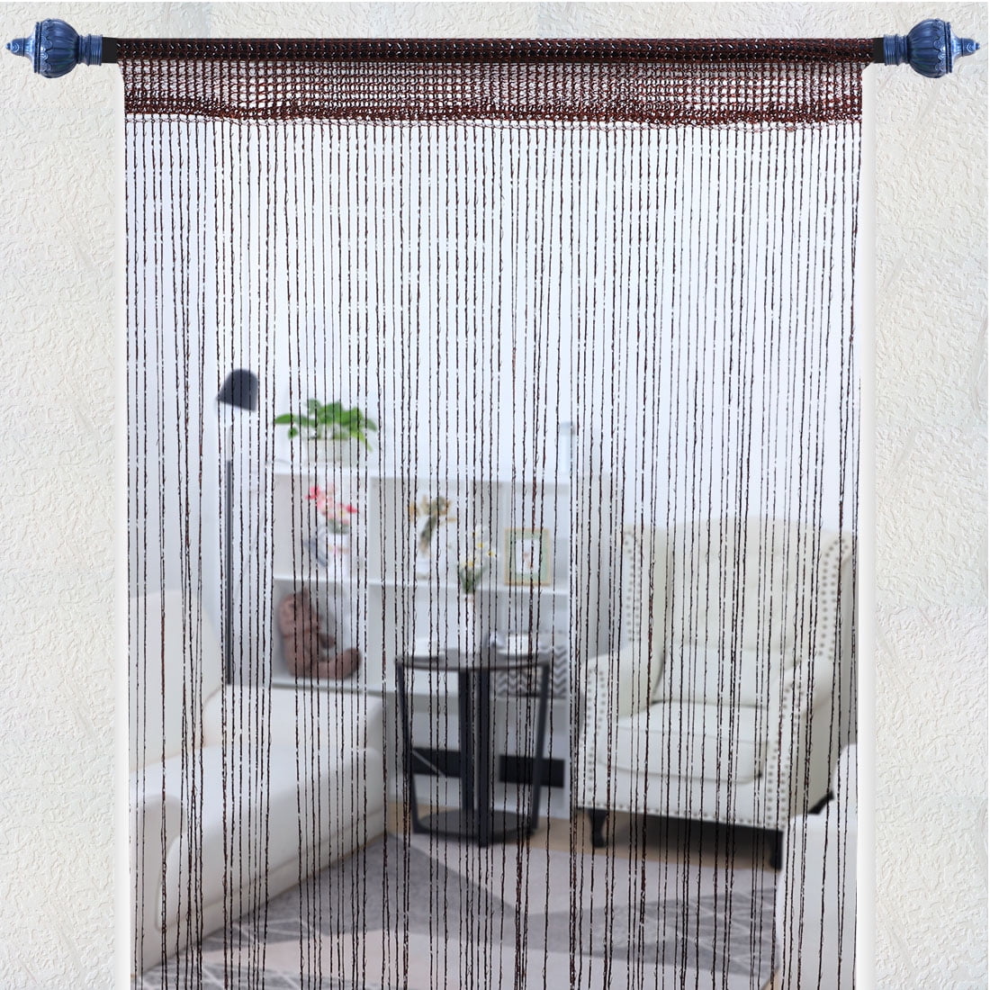 Unique Bargains Thread Strip Curtain Fringe Panel 39" x 79" Brown